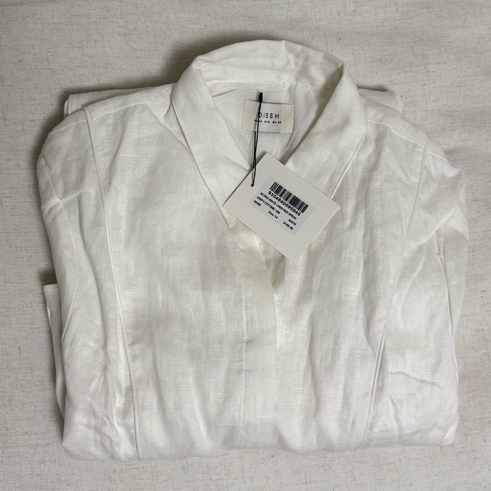 DISSH NWT Astrid White Linen Midi Dress - Picture 6 of 7